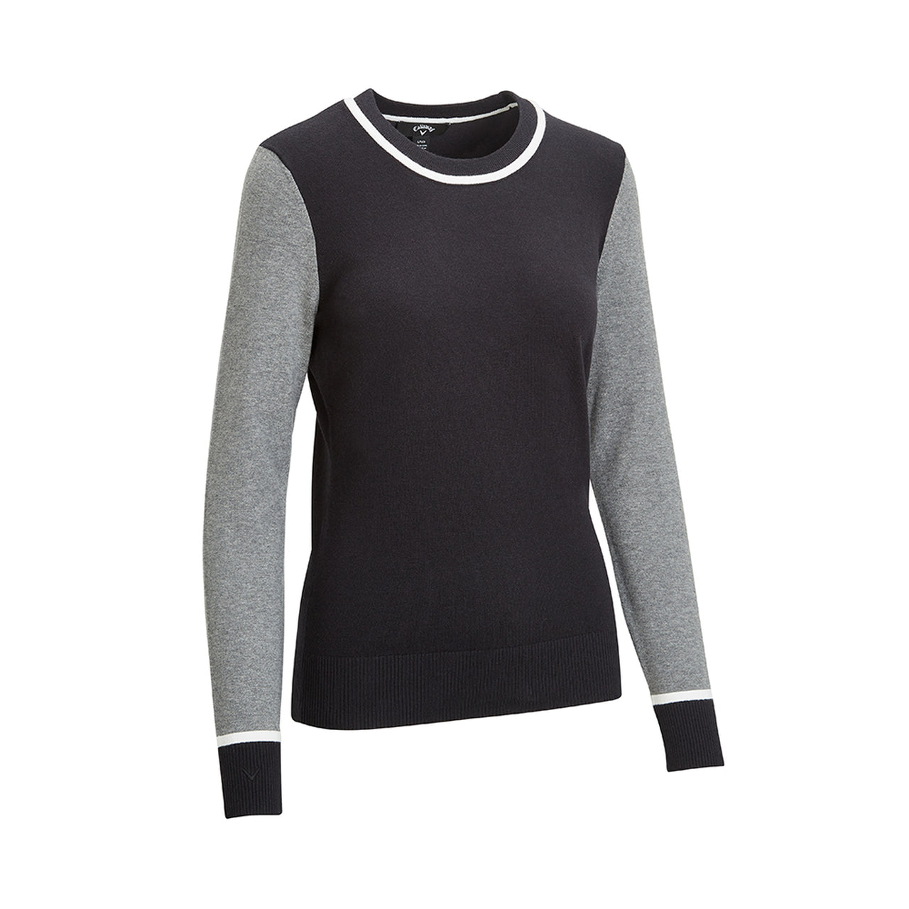 Callaway Ladies Cotton Rich Colour Block Crew Neck Sweater - Caviar - CGGFB078⛳️