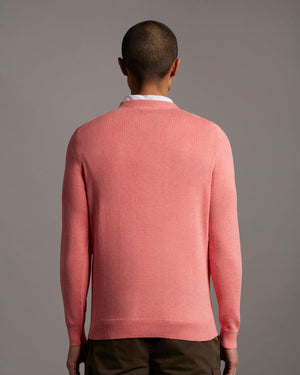 Lyle & Scott Knitwear | Mens Cotton Crew Neck Jumper - Punch Pink Marl (24373)