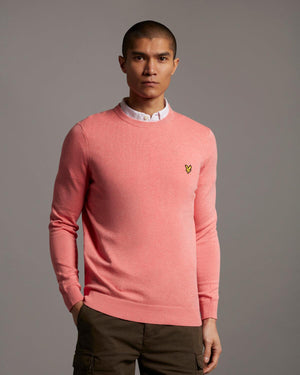 Lyle & Scott Knitwear | Mens Cotton Crew Neck Jumper - Punch Pink Marl (24373)