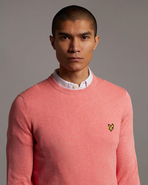 Lyle & Scott Knitwear | Mens Cotton Crew Neck Jumper - Punch Pink Marl (24373)