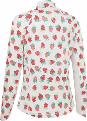 Callaway Ladies Strawberry Print Sun Protection Golf Top - Brilliant White - CGKSC046