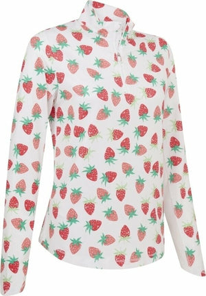 Callaway Ladies Strawberry Print Sun Protection Golf Top - Brilliant White - CGKSC046