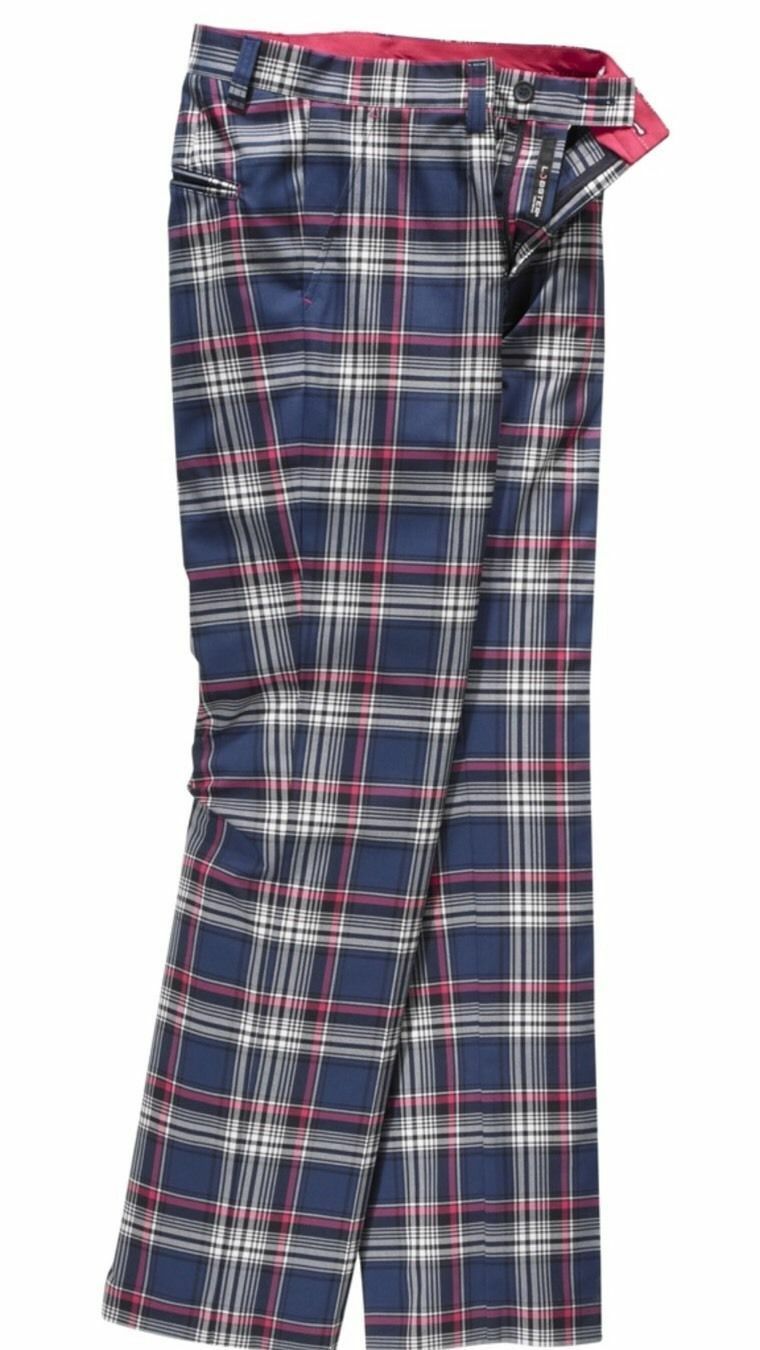 Lobster Tour Golf Milton Funky Smart Trousers Check - Blue/Check⛳️