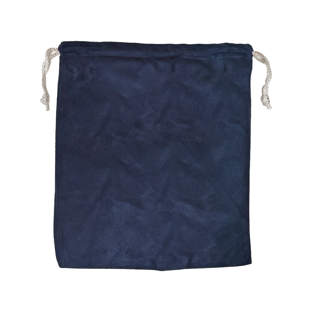 Deluxe Suede Style Double Lined Draw String Shoe Bag - Premium Quality - Navy