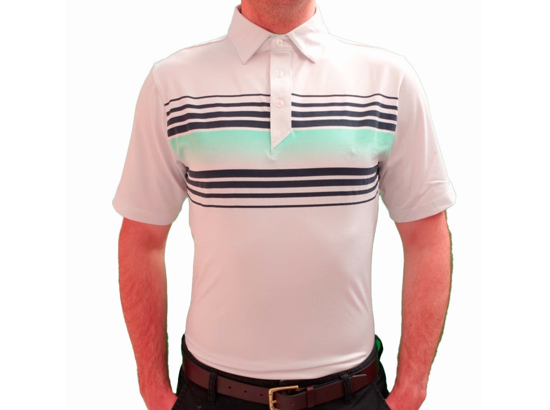 Ahead USA Tour White Stripe Polo Shirt Parrot/Ink MP47