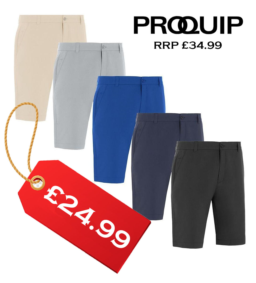 Proquip Golf Mens Pro Tech Dune Breathable Stretch Golf Shorts
