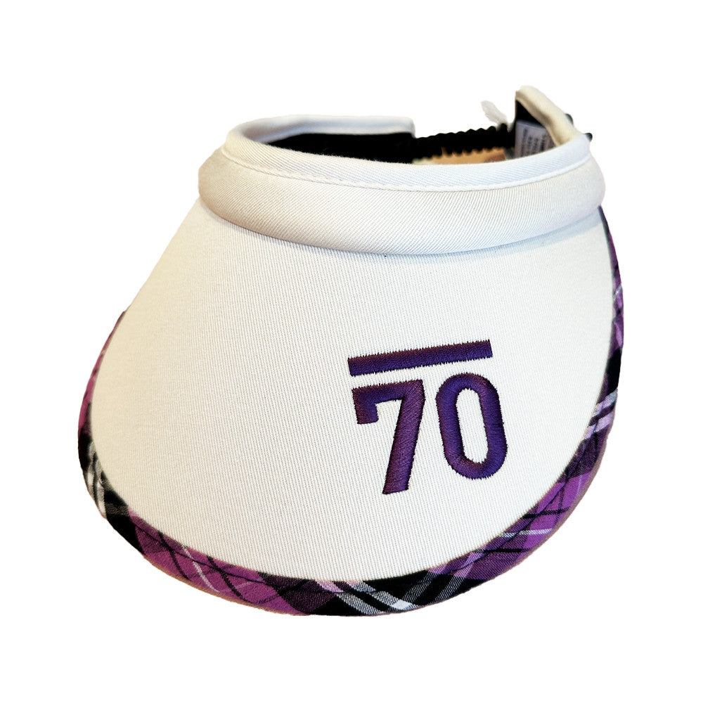 Sub70 Ladies Visor - Twirly Adjustment for Secure Fit - White/Purple Tartan